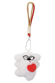 Купить Брелок Собачка в очках с сердцем (белый) (текстиль) (12см) (12-20251113-12) — Фото №1
