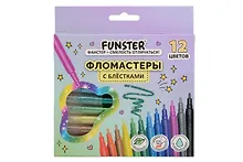 Купить Фломастеры 12цв "GLITTER" с блестками, блист., FUNSTER — Фото №1
