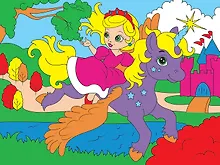 Купить Холст с красками по номерам "Принцесса и единорог", 18 х 24 см — Фото №1