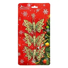 Купить Украшение Бабочки (набор из 3 штук) посыпка блеск 10х6,5 цветочная (811324) — Фото №1