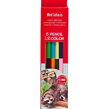 Купить Карандаши цветные Art idea, двухсторонние 12 цветов 6 штук — Фото №1