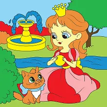 Купить Холст с красками "Принцесса и котёнок", 15 х 15 см — Фото №1