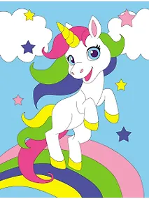 Купить Холст с красками. Радужный единорог, 18х24 см — Фото №1