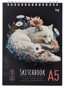 Купить Скетчбук А5 40л "Arctic fox" черн. внутр блок, 80 г/м2, тв.обложка, гребень — Фото №1