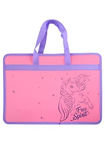 Купить Папка для тетрадей А4 "ЛОШАДКА" 34*25*8см пластик, молния, текст.ручки, расширение — Фото №1