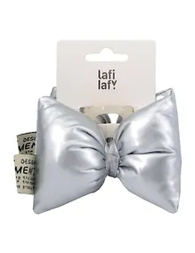 Купить Заколка-крабик дутая Бантик (серебро, металлик) (PU) (12см) (12-2025093-12) (Lafilaf) — Фото №1