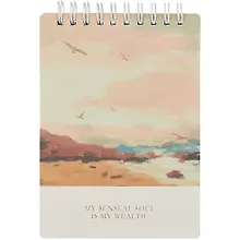 Купить Блокнот А6 100 листов в клетку "View", пляж, мягкий переплет, спираль — Фото №1