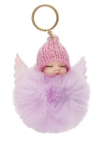 Купить Брелок-помпон Девочка с крылышками (иск.мех) (10 см) в ассортименте — Фото №1