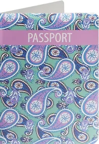 Купить Обложка для паспорта Узор пэйсли бирюзовый (ПВХ бокс) — Фото №1