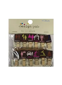 Купить Прищепки декор. деревянные с веревкой Знаки (11007502) (3,5см) (12шт) (упаковка) — Фото №1