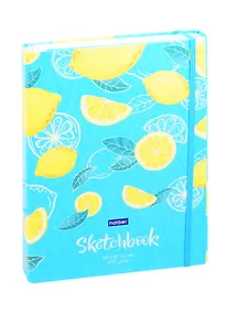 Купить Скетчбук А5 80+50л "Лимонный аромат" 100г/м2, тв. обложка, закр. евроспираль, на резинке — Фото №1