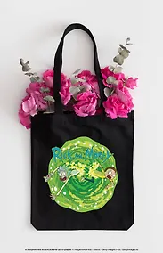 Купить Сумка-шоппер. Рик и Морти (черная, 38х43 см, длина ручек 58 см) — Фото №1