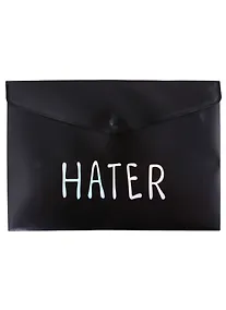 Купить Папка-конверт А4 на кнопке "Hater", черная — Фото №1