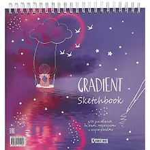 Купить Скетчбук 196*196 45л "Градиент. Девочка на качелях" дизайнерск.блок, 100г/м2, мат.ламинация, выборочный УФ-лак — Фото №1