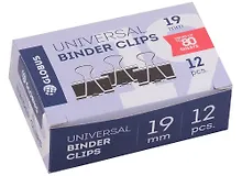 Купить Зажимы для бумаг 19мм 12шт черные, к/к, Глобус — Фото №1