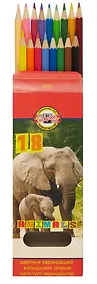 Купить Карандаши цветные Koh-I-Noor, "Животные", 18 цветов — Фото №1
