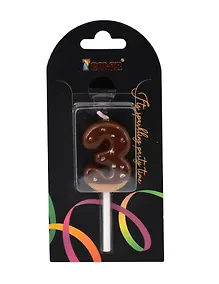 Купить Свеча для торта Цифра 3 Глазурь шоколадная (4см) (блистер) (12-7color-candle_8) — Фото №1