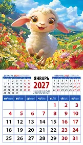 Купить Календарь 2027г 94*167 «Год овцы. Чудесный малыш» на магните — Фото №1