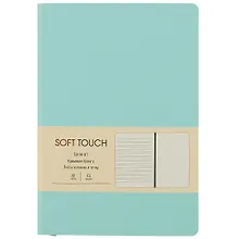 Купить Книга для записей А5 80л "Soft Touch. Весенний мятный" иск.кожа, инт.обл., лин., тчк., нелин., ляссе, инд.уп. — Фото №1