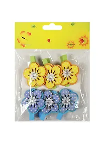 Купить Набор прищепок, 6 шт, в пакете с хедером, цветки в горошек (11-06943-7) — Фото №1
