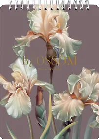 Купить Блокнот в клетку "Blossom. Ирисы, темный", А5, 80 листов, спираль — Фото №1