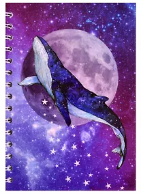 Купить Тетрадь в клетку Hai Bin, "Кит и луна", 80 листов — Фото №1