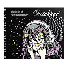 Купить Скетчбук А5 30л "Манга 2" 160г/м2, тв. обложка, спираль, тиснение фольгой — Фото №1