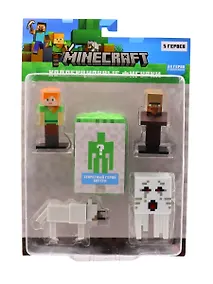 Купить Коллекционные фигурки Minecraft Волк,Сельский житель,Гаст,Алекс,Скрытый персонаж (MC2040B) — Фото №1