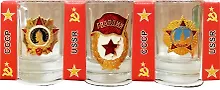 Купить Сувенир, АКМ, Набор стопок Ордена  с мет.знач. 3шт., стекло CT-M-34-3 — Фото №1