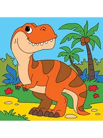 Купить Холст с красками Хитрый динозаврик, 15х15 см — Фото №1
