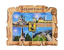 Купить Магнит Архангельск Свиток-Коллаж Достопримечательности города вид 1 (7,5 х 7,5 см.) (хдф) — Фото №1