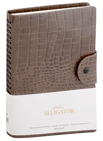 Купить Ежедневник недат. А5 96л "Alligator" серый, иск.кожа, мягкий переплет, полускр.спираль, на кнопке, тонир.блок — Фото №1