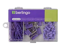 Купить Набор канцелярский: скрепки 28мм 70шт, кнопки-гвоздики 40шт, зажимы 19мм 10шт, пл/уп, Berlingo — Фото №1