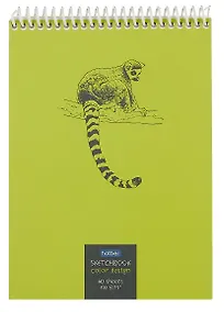Купить Блокнот 60л.,А5 SketchBook Лемур без линовки, пластиковая обложка на спирали — Фото №1