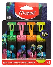 Купить Текстовыделители 04цв "DEEPSEA PARADISE" скош.наконечник, пиш.узел 1-5мм к/к, подвес, Maped — Фото №1