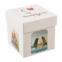 Купить Коробка подарочная СПб "Акварельный Петербург" 9,5*9,5*10см, картон — Фото №1