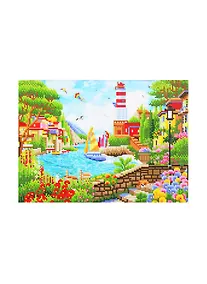 Купить Алмазная мозаика (блест.) Живописный городок (ACA034) (30х40см) (с част. заполн.) (Рыжий Кот) (6+) (коробка) — Фото №1