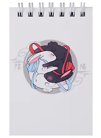 Купить Блокнот А7 60л кл. "Аниме. Кролики Инь и Янь" спираль, УФ лак — Фото №1