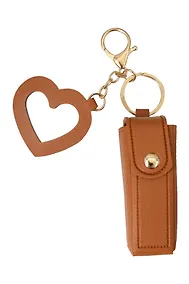 Купить Брелок-футляр для помады с зеркалом Коричневый (текстиль) (12-3307025189-22) — Фото №1