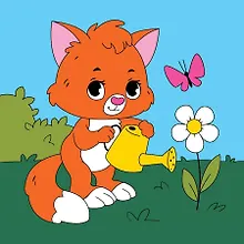 Купить Холст с красками по номерам 15х15 см, "Рыжий котёнок" — Фото №1