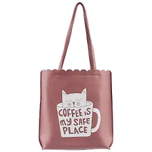 Купить Сумка на молнии с волнистым краем Кот в чашке(кожзам)(35х30) — Фото №1