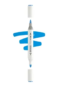 Купить Маркер акриловый "Сонет" голубой, двусторонний, перо кисть/пуля — Фото №1