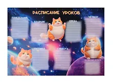Купить Расписание уроков А4 "Космо-кот" мел.картон, полноцв.печать, выб.УФ-лак — Фото №1
