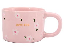 Купить Кружка Love You Цветочки (розовая) (керамика) (330мл) (12-8109-202604_04) — Фото №1