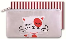 Купить Пенал школьный Феникс+ "Котик" (б/наполн., 20x10см, к/з, аппликация, декор. вышивка, на молнии, инд. ПЭТ-упак.) — Фото №1