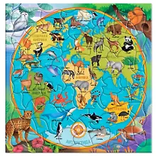 Купить Пазл фигурный на подложке "Карта мира. Животные", 80 деталей — Фото №1
