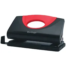 Купить Дырокол 10 листов "Office Soft", с линейкой, пластиковый, красный, Berlingo — Фото №1