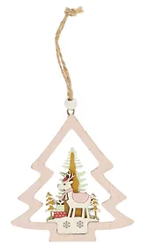 Купить Новогоднее подвесное украшение Олень в елочке (12х13см) (дерево) (12-06942-NY-5) — Фото №1