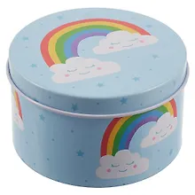 Купить Шкатулка круглая Облачка и радуга (металл) (7,5см) — Фото №1
