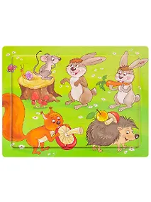 Купить Деревянная пазл-рамка (14,5х11см) "ЛЕСНАЯ ПОЛЯНКА" (12элементов)(окраш.рамка) Арт. AN02621 — Фото №1